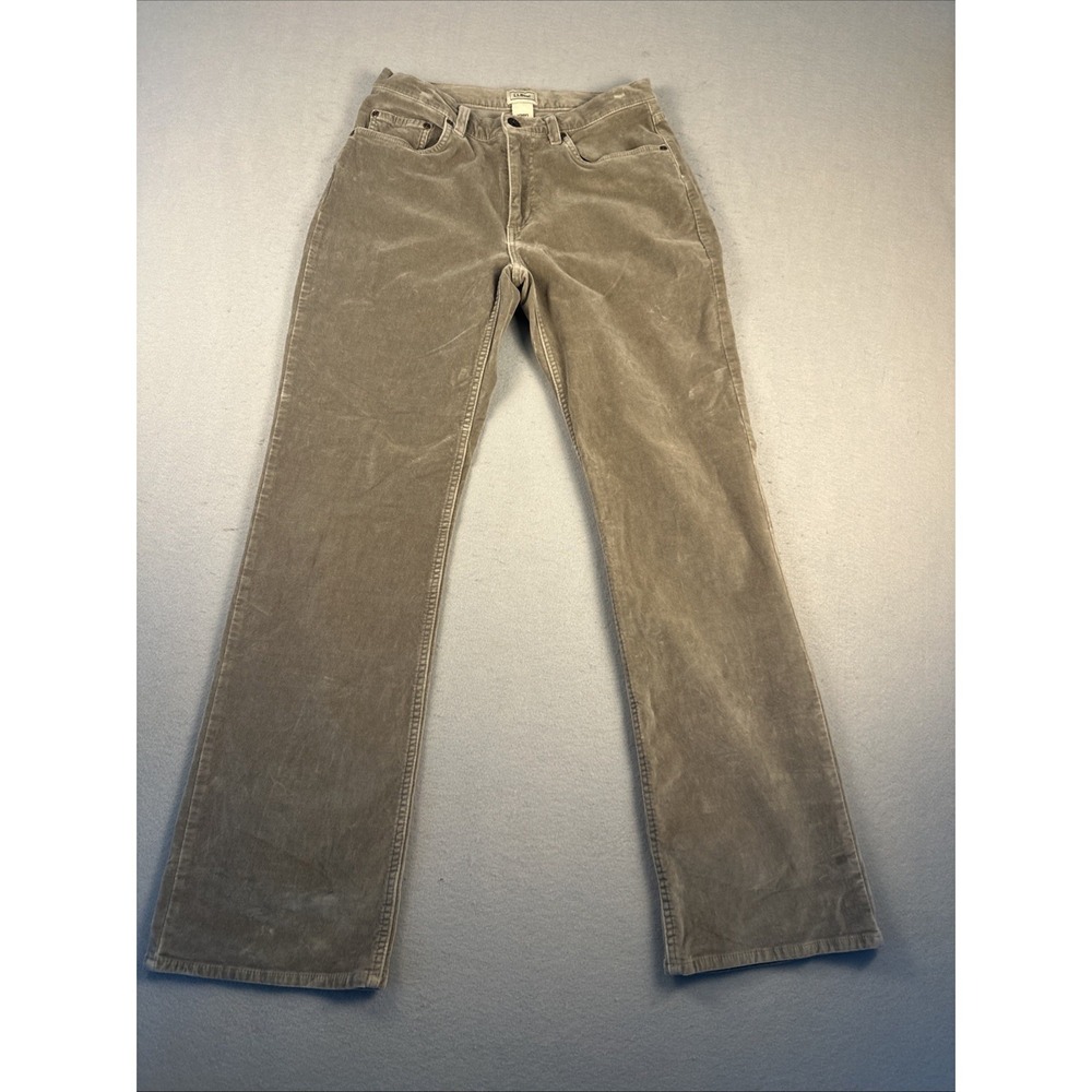 L.L. Bean Velour Pants Womens 4 Gray Straight Leg Stretch Mid Rise Casual
